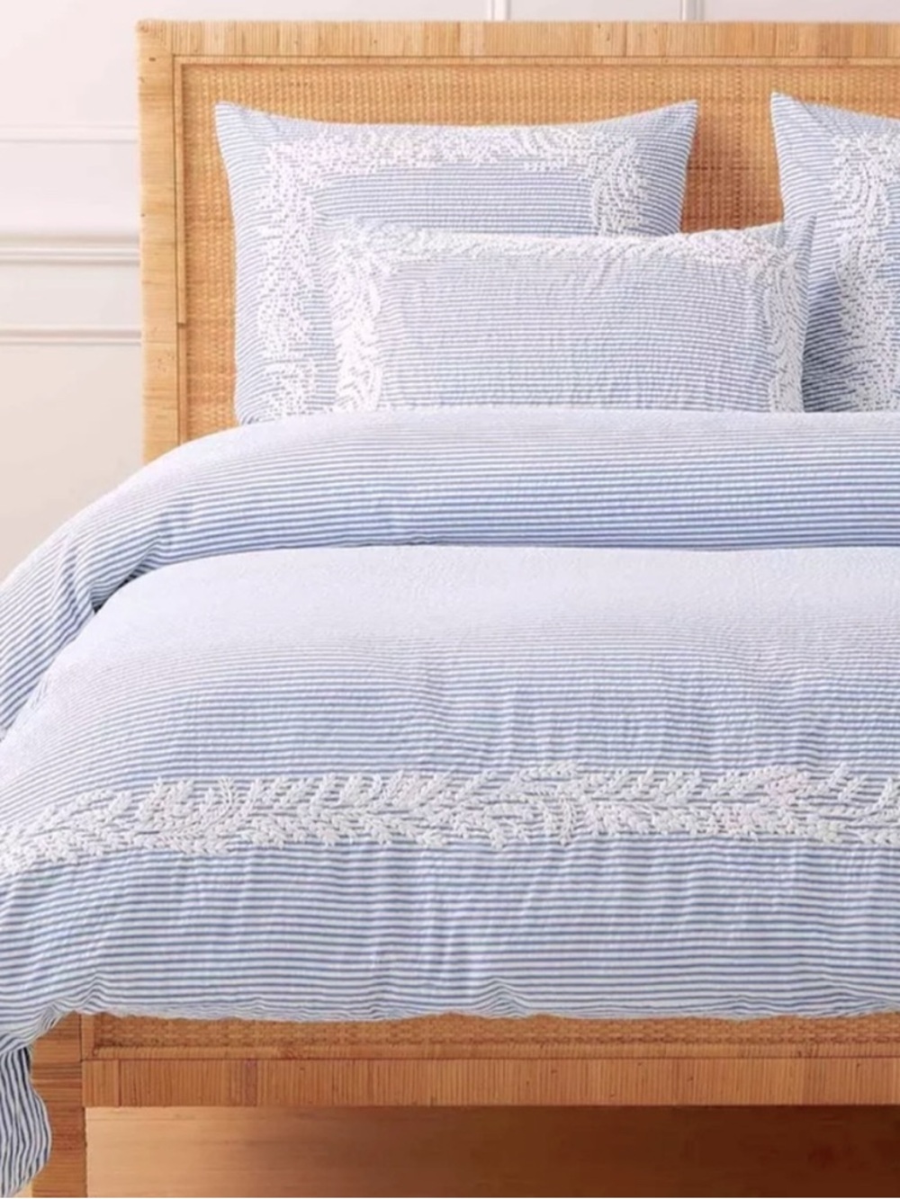 Serena & Lily Westport French Blue Embroidered Duvet Covers (2!) and Euro shams